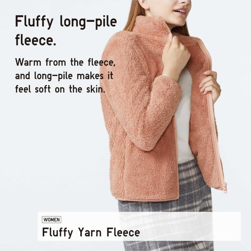 Uniqlo Dusty Pink Fluffy Yarn Fleece Full-Zip Jacket Size Small - Picture 5 of 5
